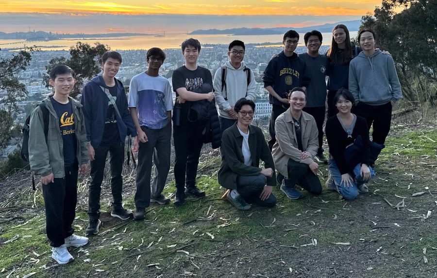 Club members at the top of the Big C trail at sunset